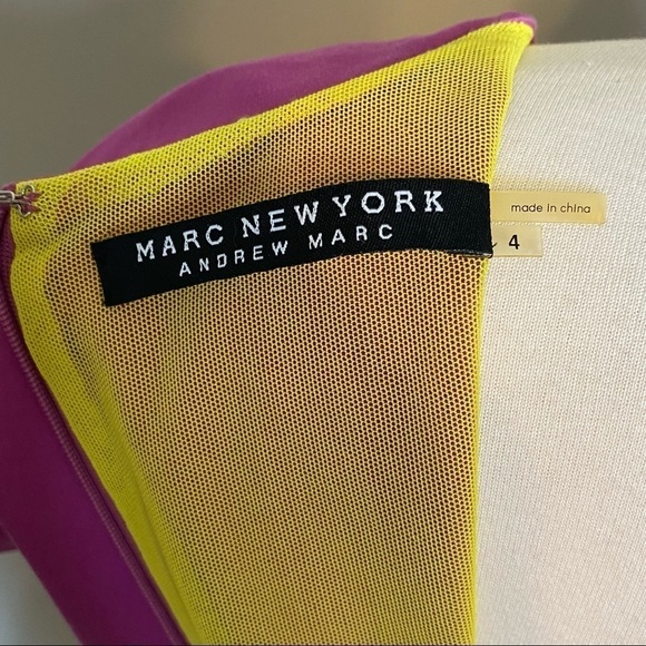 Andrew Marc New York Fuchsia V-neck Cap Sleeve Pleated Dress, size 4 - Picture 10 of 12